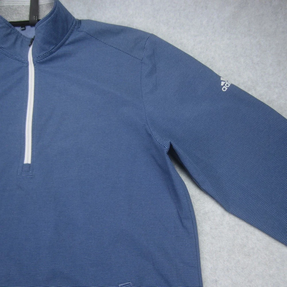 Adidas Windbreaker Mens Small‎ Blue Stripe 1/4 Zip Golf Performance Jacket